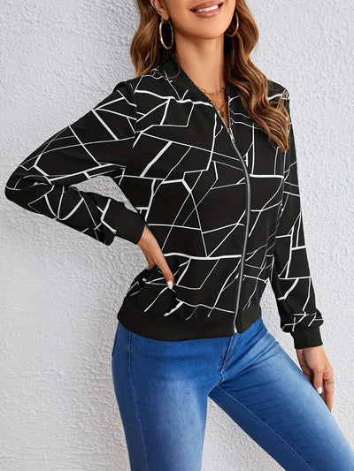Bellaso – langarmjacke mit geo-print und reißverschluss