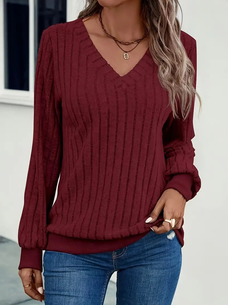 Bellaso – gerippter pullover mit v-ausschnitt