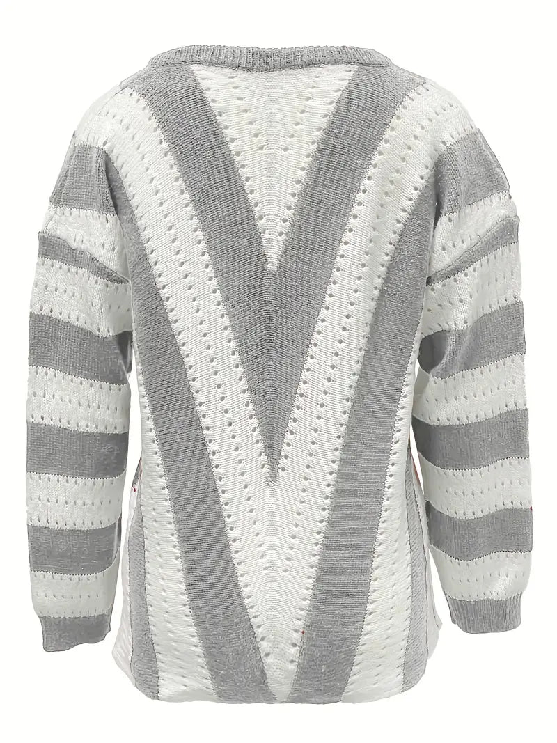 Bellaso – gestreifter pullover mit v-ausschnitt