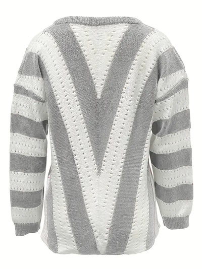 Bellaso – gestreifter pullover mit v-ausschnitt