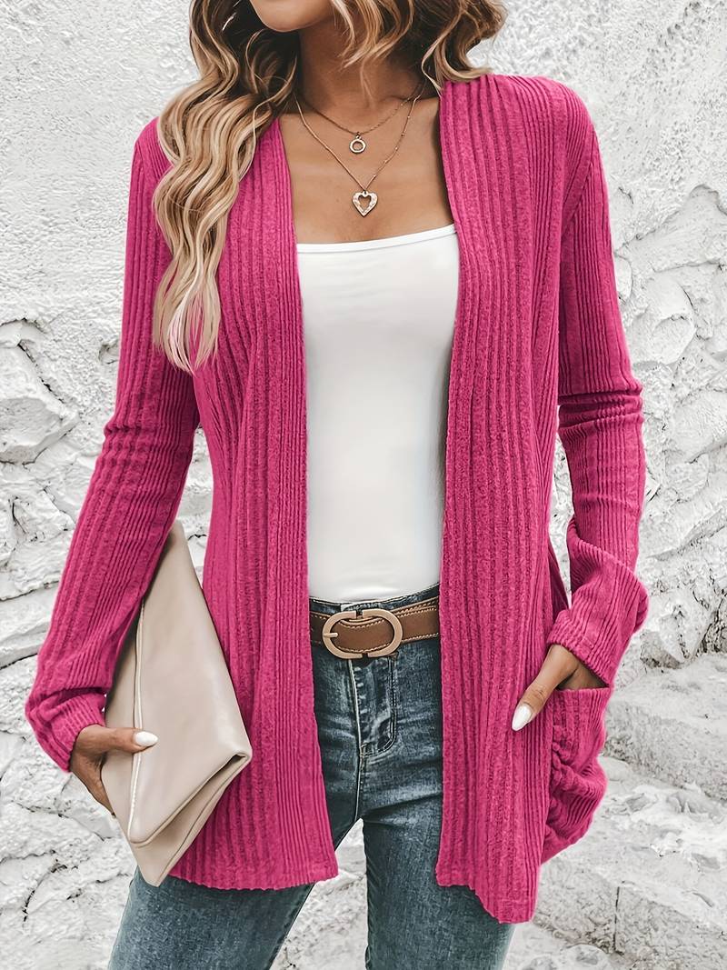 Bellaso – langärmliger cardigan mit offener vorderseite und zwei taschen