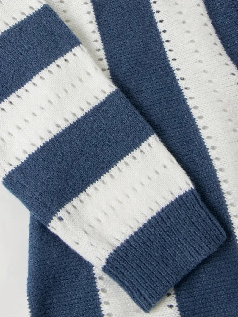 Bellaso – gestreifter pullover mit v-ausschnitt