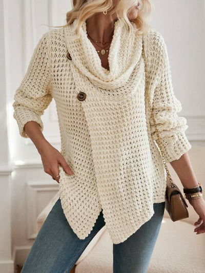 Bellaso Trend Beiger Hochkragen-Strickpullover