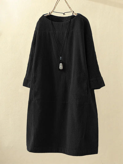 Bellaso - Damen Rundhalsausschnitt A-Linie Casual Rock Kleid