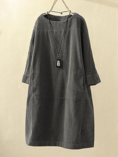 Bellaso - Damen Rundhalsausschnitt A-Linie Casual Rock Kleid