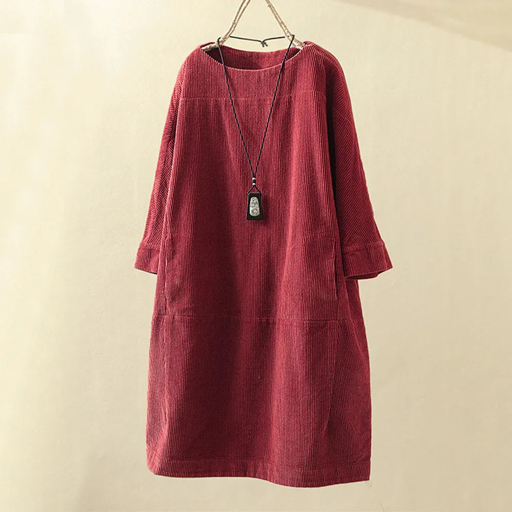 Bellaso - Damen Rundhalsausschnitt A-Linie Casual Rock Kleid