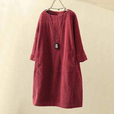 Bellaso - Damen Rundhalsausschnitt A-Linie Casual Rock Kleid