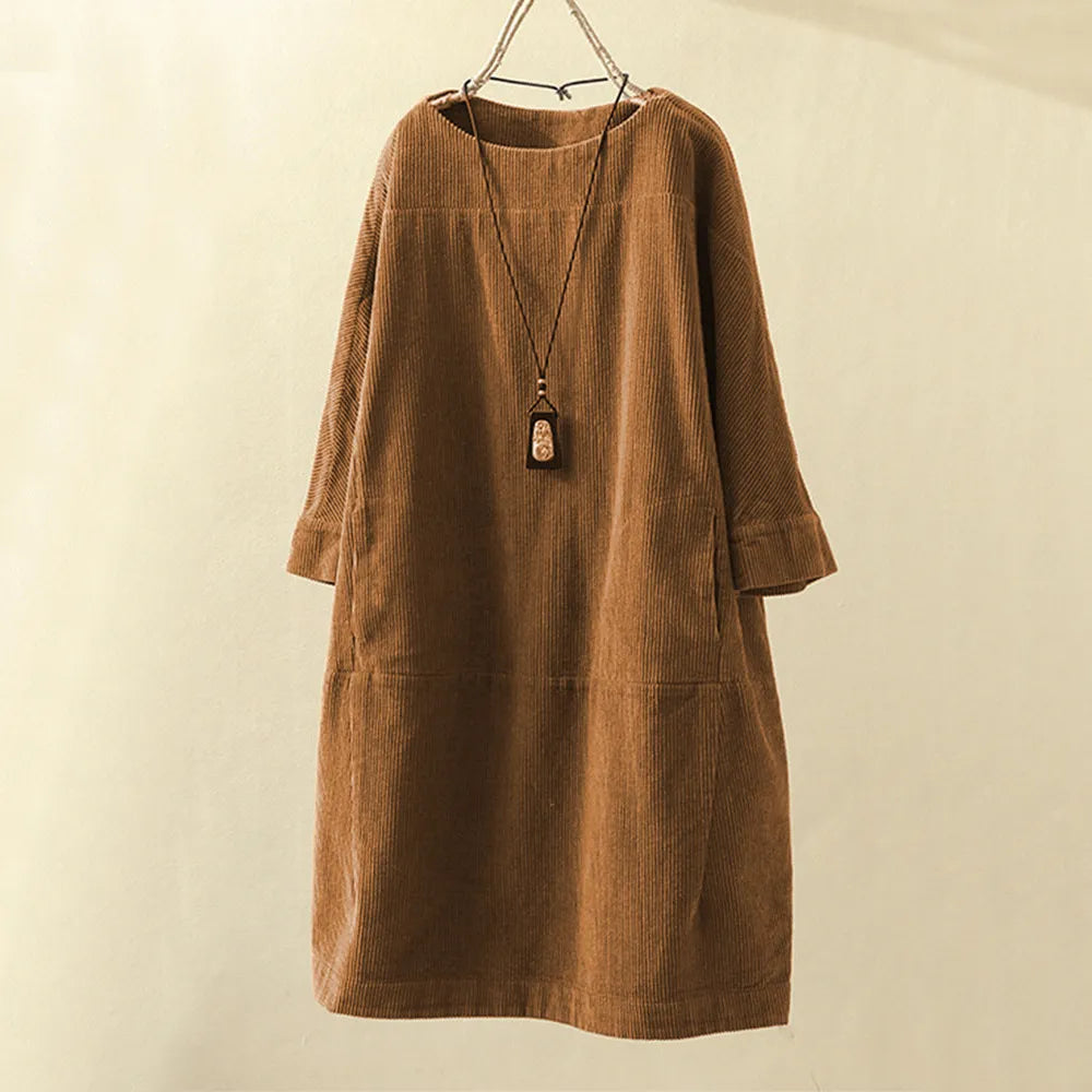 Bellaso - Damen Rundhalsausschnitt A-Linie Casual Rock Kleid