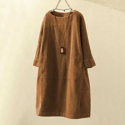 Bellaso - Damen Rundhalsausschnitt A-Linie Casual Rock Kleid