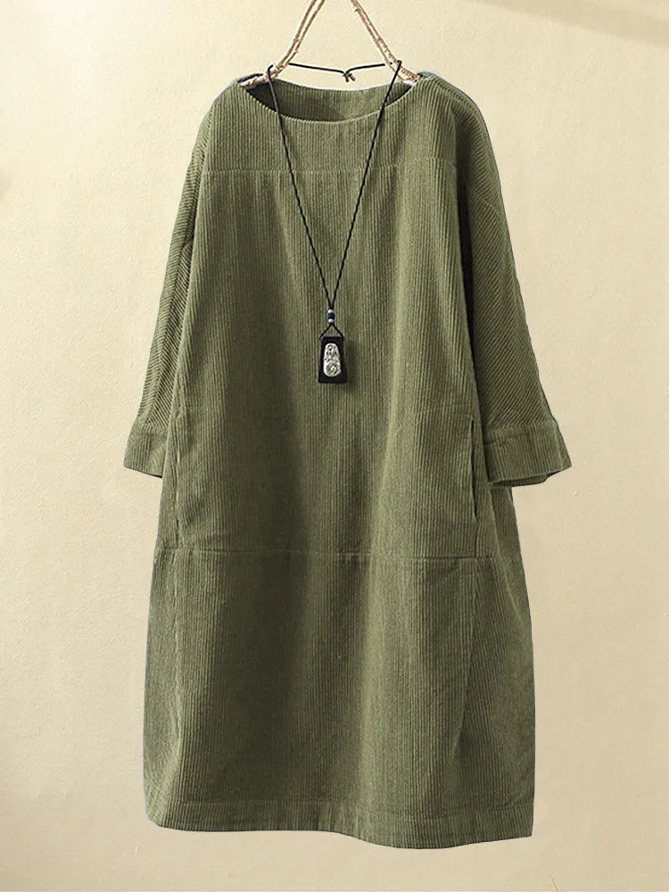 Bellaso - Damen Rundhalsausschnitt A-Linie Casual Rock Kleid