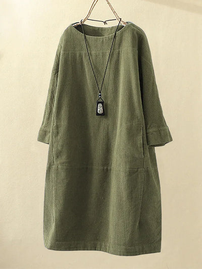 Bellaso - Damen Rundhalsausschnitt A-Linie Casual Rock Kleid