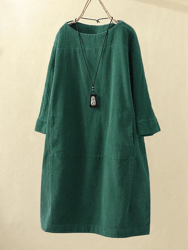 Bellaso - Damen Rundhalsausschnitt A-Linie Casual Rock Kleid