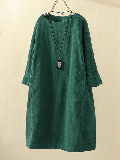 Bellaso - Damen Rundhalsausschnitt A-Linie Casual Rock Kleid
