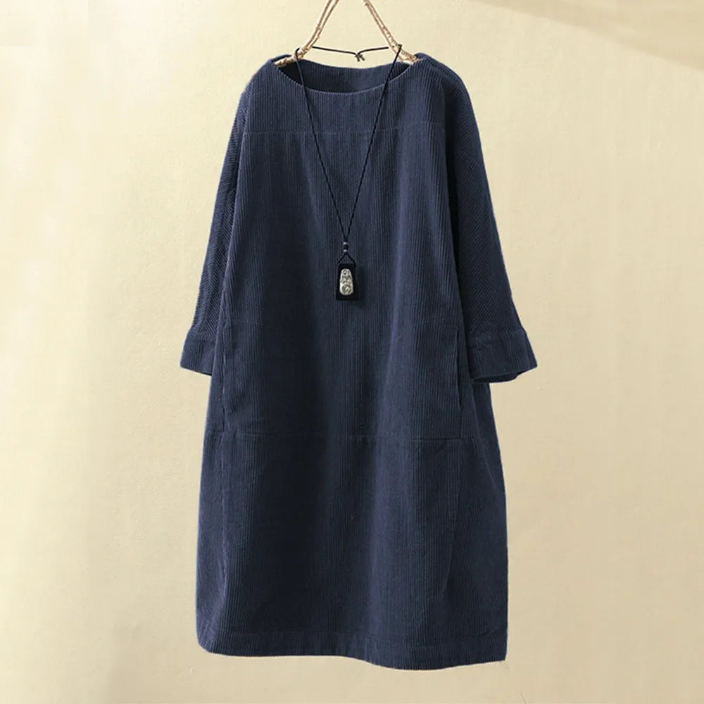Bellaso - Damen Rundhalsausschnitt A-Linie Casual Rock Kleid