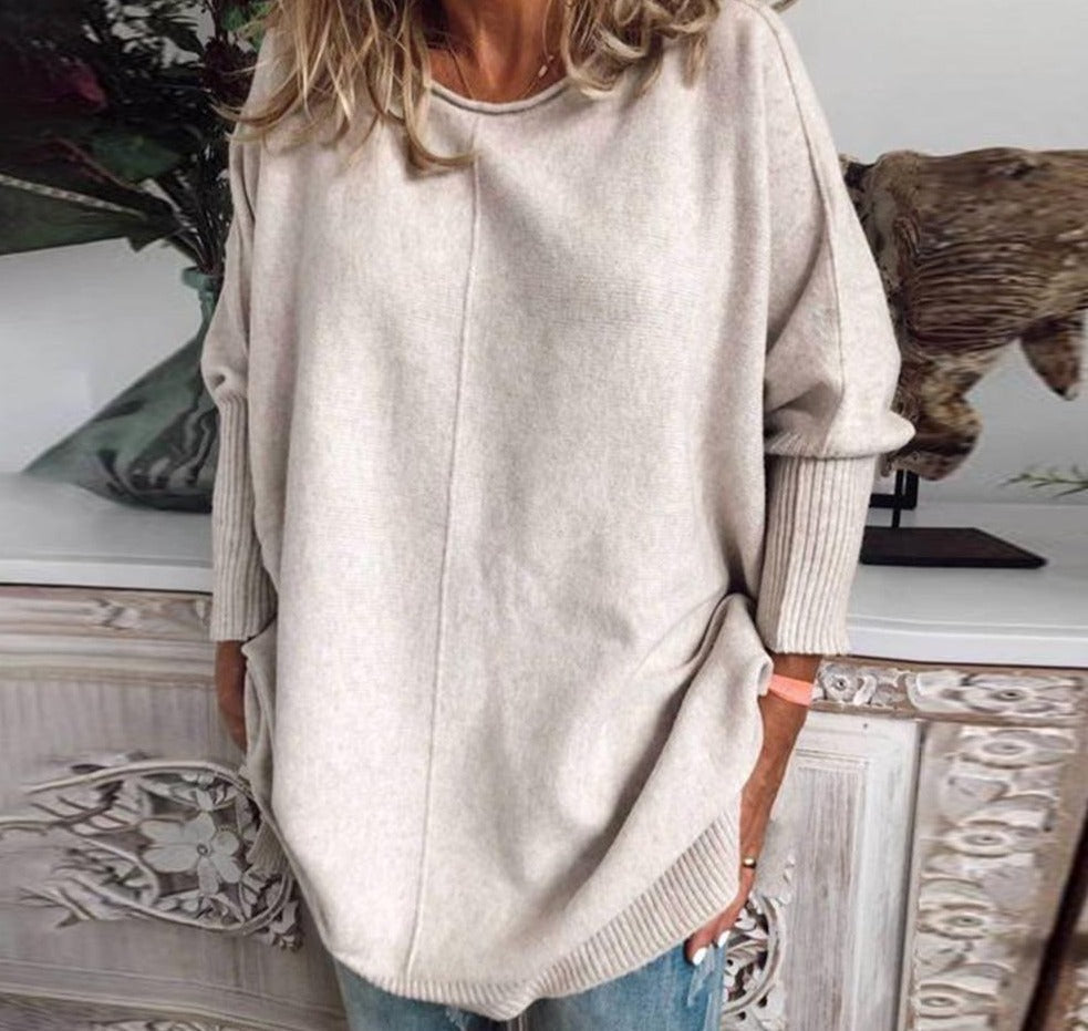 Bellaso Trend® Gemütlicher Aprikosen-Rundhalspullover