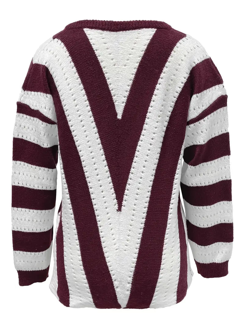 Bellaso – gestreifter pullover mit v-ausschnitt