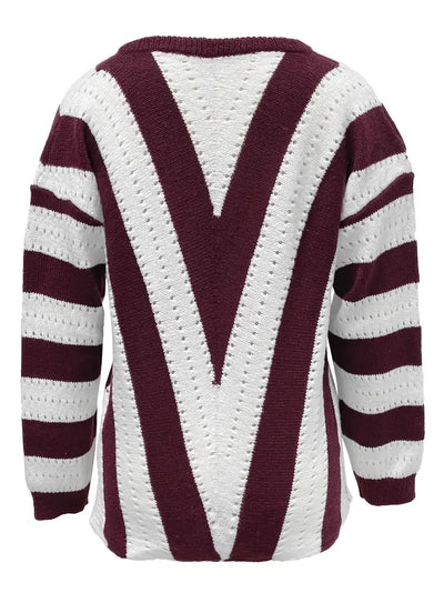 Bellaso – gestreifter pullover mit v-ausschnitt