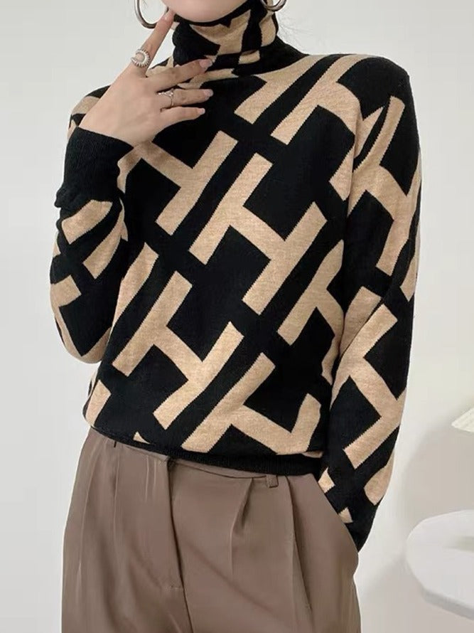 Bellaso Trend Rollkragenpullover mit modernem Aufdruck
