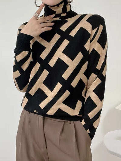 Bellaso Trend Rollkragenpullover mit modernem Aufdruck