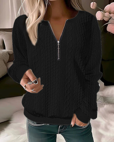Bellaso – lässiger strickpullover mit halbem reibverschluss