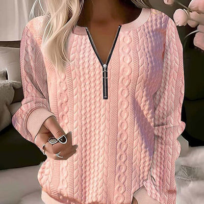 Bellaso – lässiger strickpullover mit halbem reibverschluss