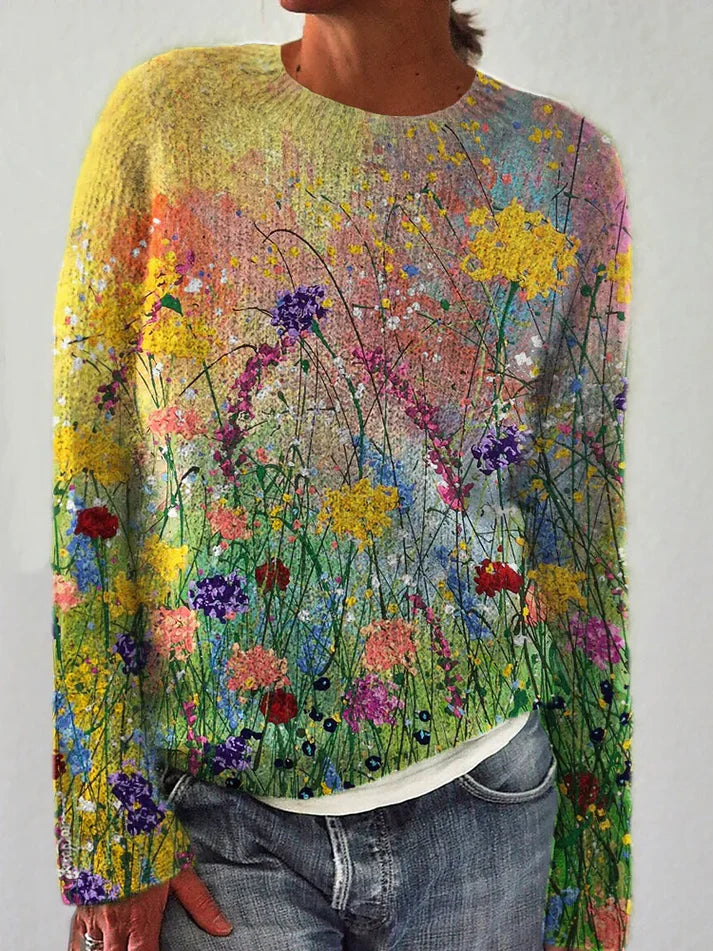 Bellaso kunstpullover aus olgemälden von blumen