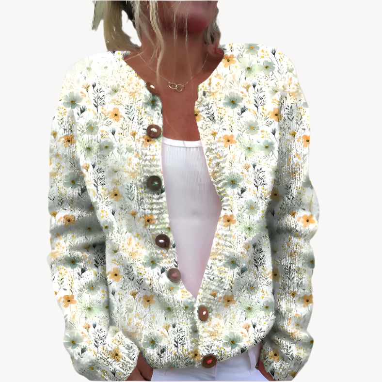 Talia | Elegante Strickjacke mit Blumendruck für Damen
