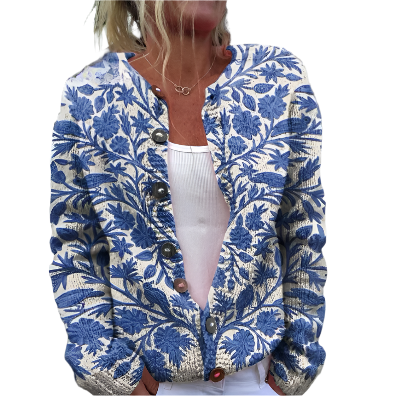 Talia | Elegante Strickjacke mit Blumendruck für Damen