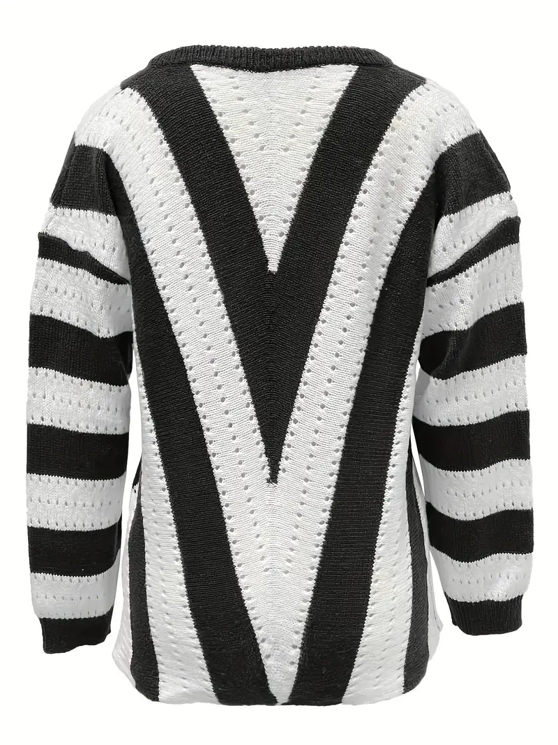 Bellaso – gestreifter pullover mit v-ausschnitt