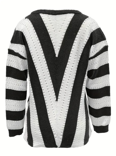 Bellaso – gestreifter pullover mit v-ausschnitt