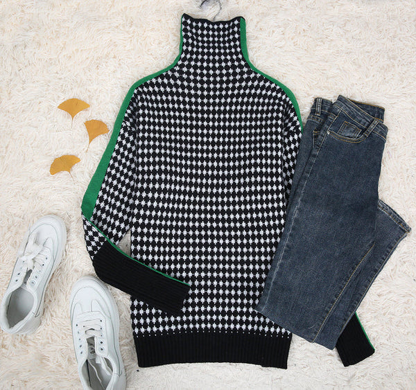 Bellaso moreau | turtle-neck gemusterter pullover