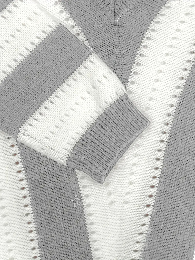 Bellaso – gestreifter pullover mit v-ausschnitt