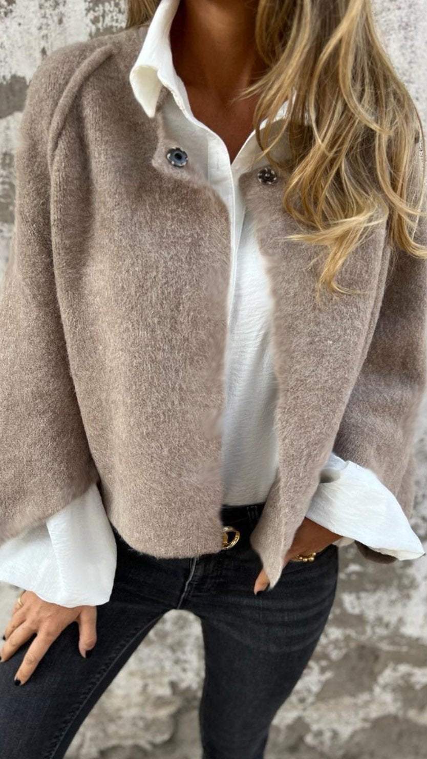 Bellaso - Langärmeliger Wollmantel mit Rundkragen für Damen