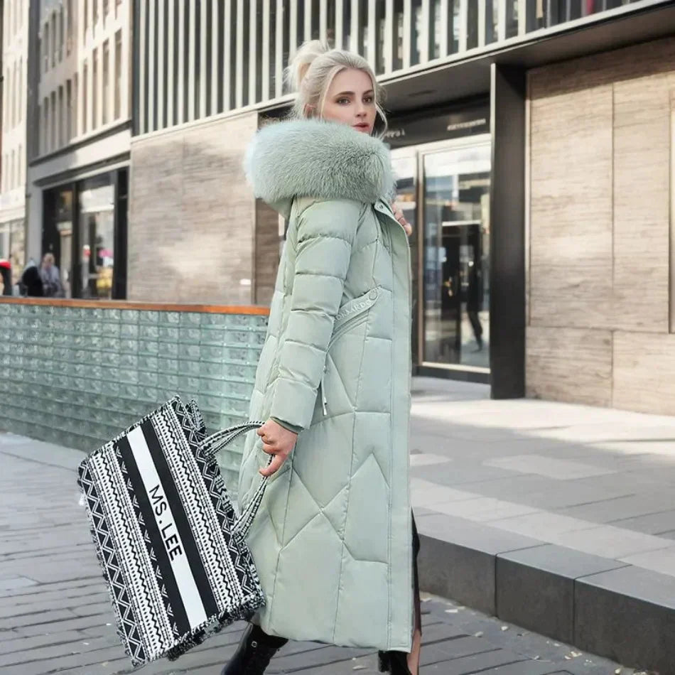 Bellaso - italienischer stylischer Mantel mit Kunstpelz