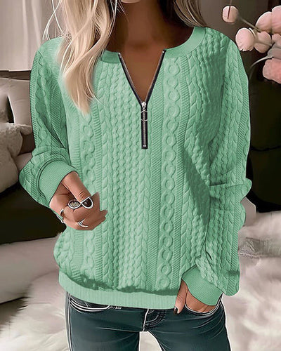 Bellaso – lässiger strickpullover mit halbem reibverschluss