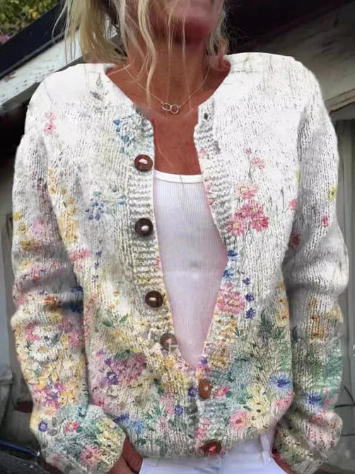 Isabel® | Strickjacke mit Blumenmuster