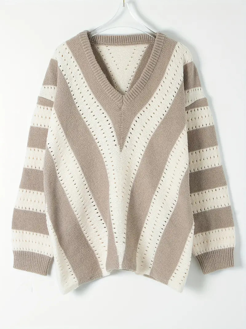 Bellaso – gestreifter pullover mit v-ausschnitt