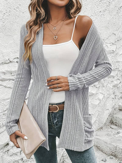 Bellaso – langärmliger cardigan mit offener vorderseite und zwei taschen