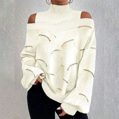Bellaso Trend weißer Cold-Shoulder-Pullover
