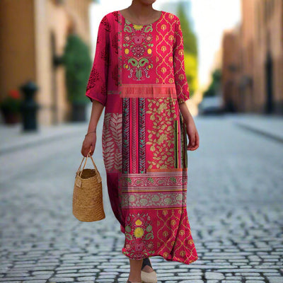 Adeline | Ethno Maxikleid aus leichtem Polyester