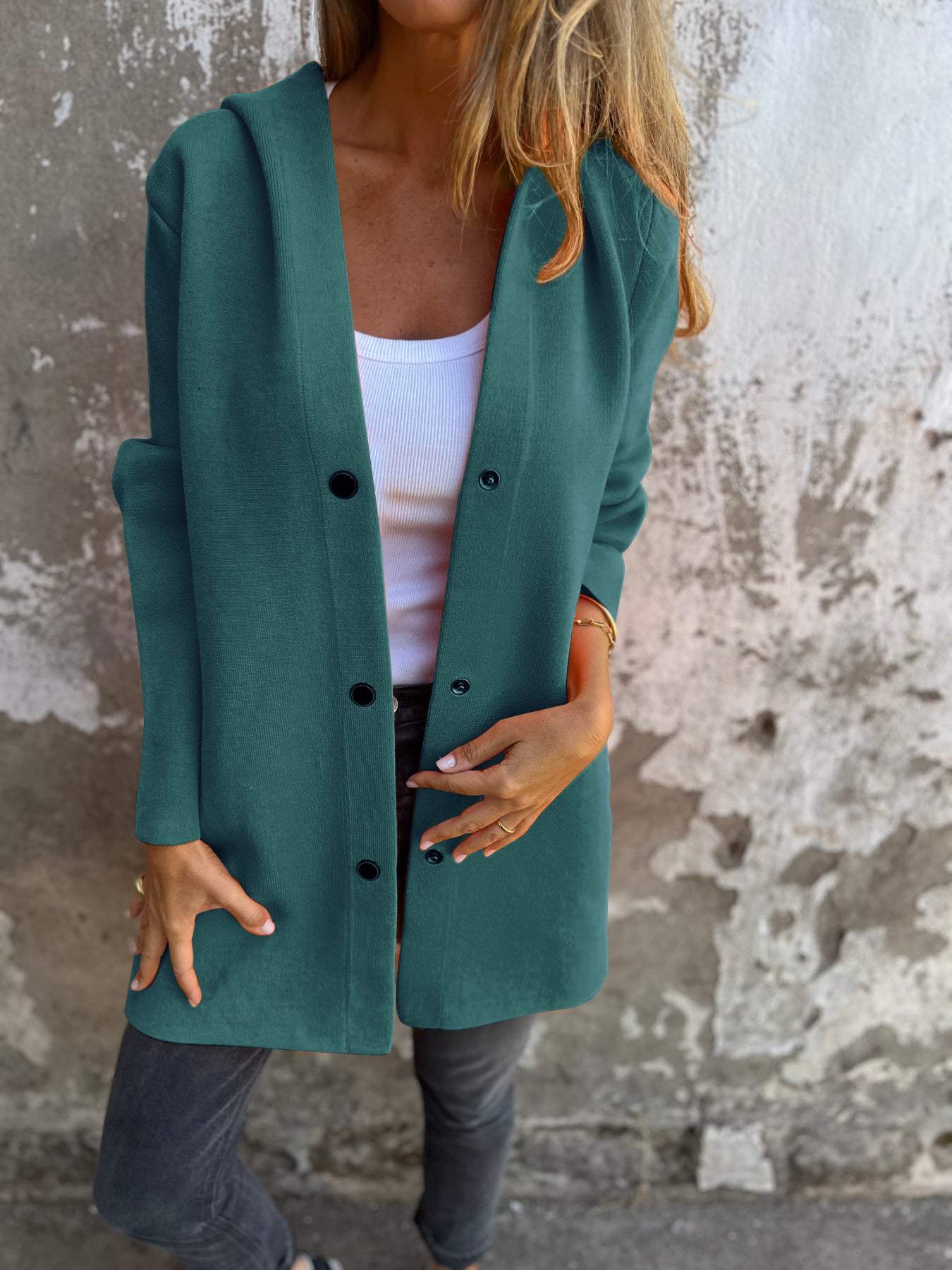 Bellaso - Lässiger einreihiger wollKapuzenblazer