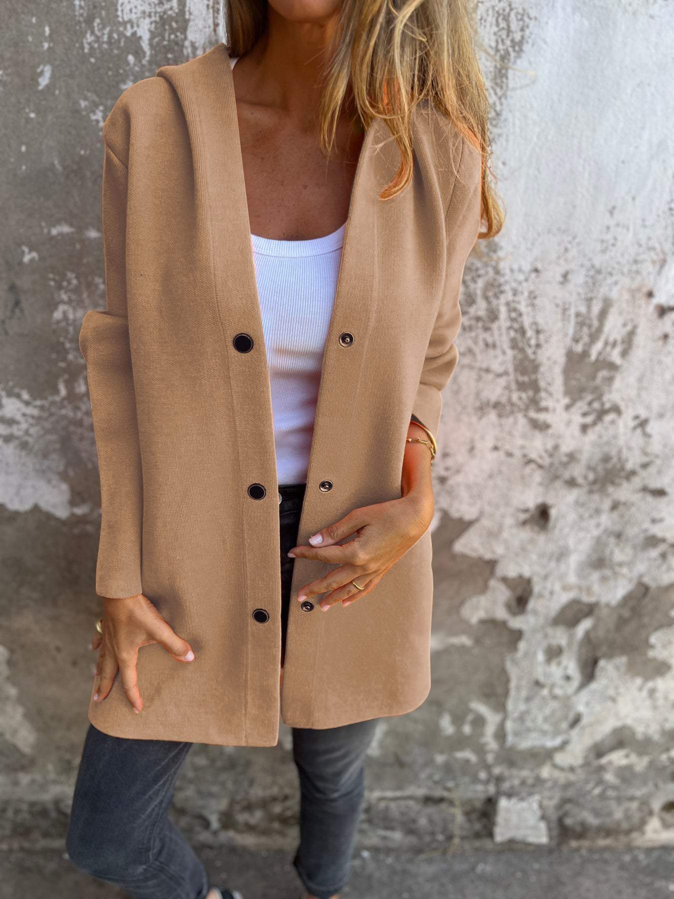 Bellaso - Lässiger einreihiger wollKapuzenblazer