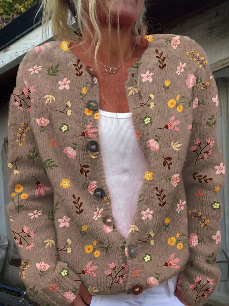 Isabel® | Strickjacke mit Blumenmuster
