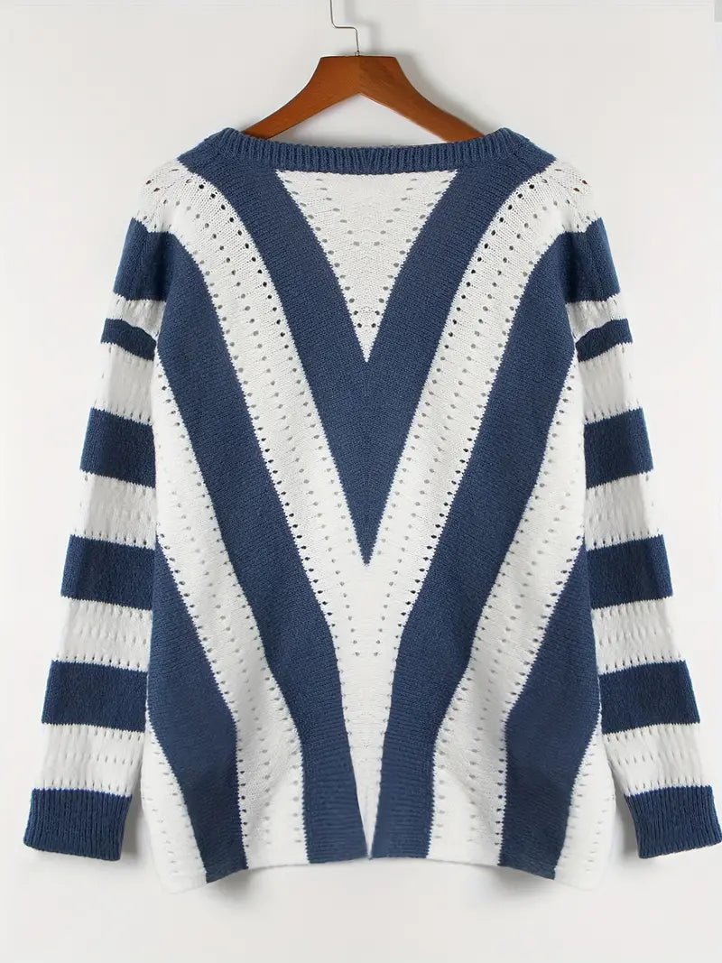 Bellaso – gestreifter pullover mit v-ausschnitt