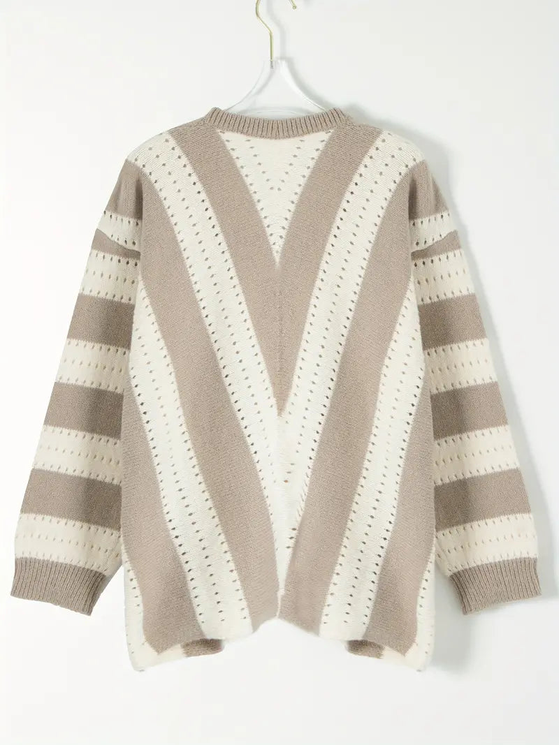 Bellaso – gestreifter pullover mit v-ausschnitt