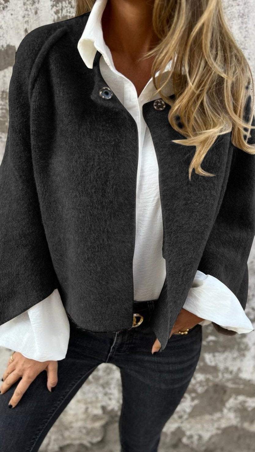 Bellaso - Langärmeliger Wollmantel mit Rundkragen für Damen