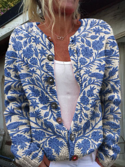 Isabel® | Strickjacke mit Blumenmuster