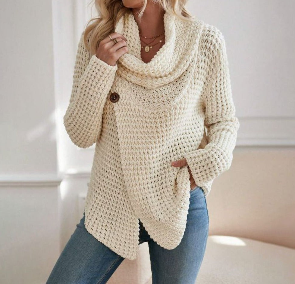 Bellaso Trend Beiger Hochkragen-Strickpullover