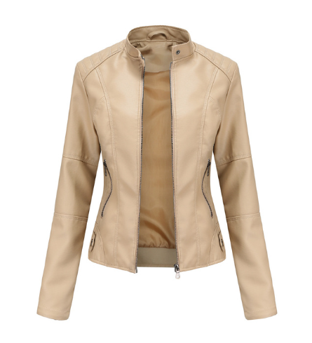 Bellaso Lederjacke für Damen mit Mao-Kragen – klassischer Stil