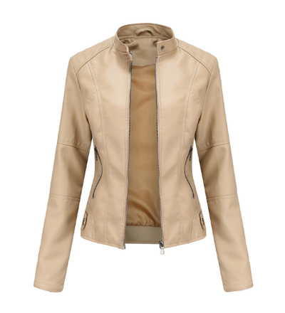 Bellaso Lederjacke für Damen mit Mao-Kragen – klassischer Stil